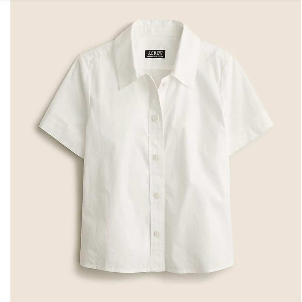 J.Crew Gamine Shirt in Cotton Poplin – White (Size 4) - NWT - Short Sleeve